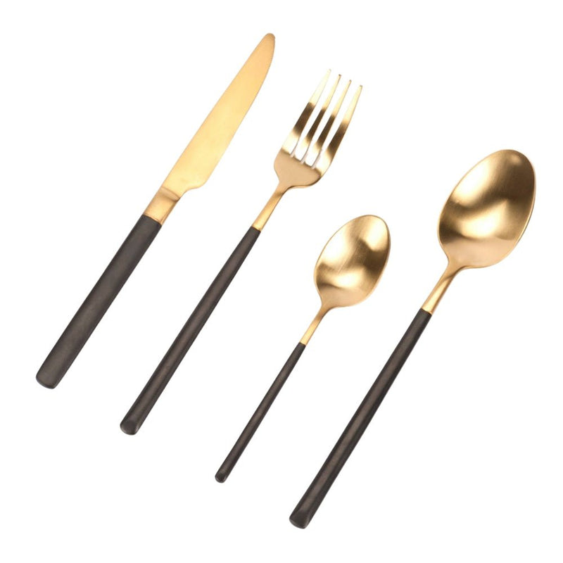 Nicolson Russell Sydney Black and Gold Cutlery Set - 24 pcs - Lighting.co.za