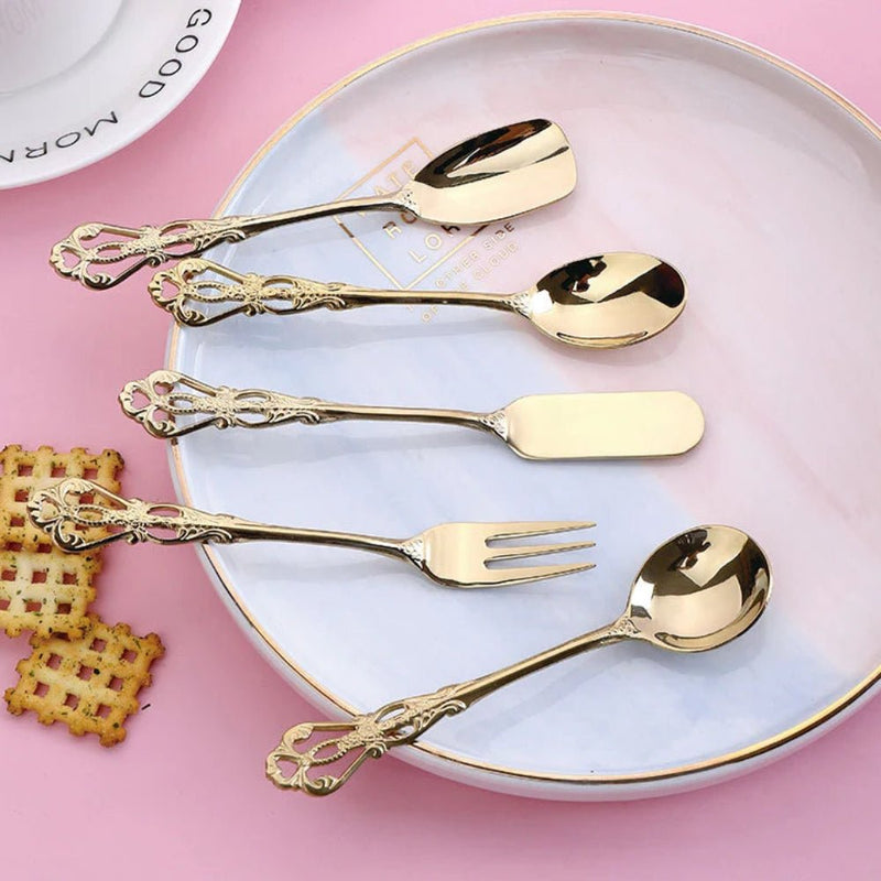 Nicolson Russell Vintage Gold Cake Forks - Set of 6 - Lighting.co.za