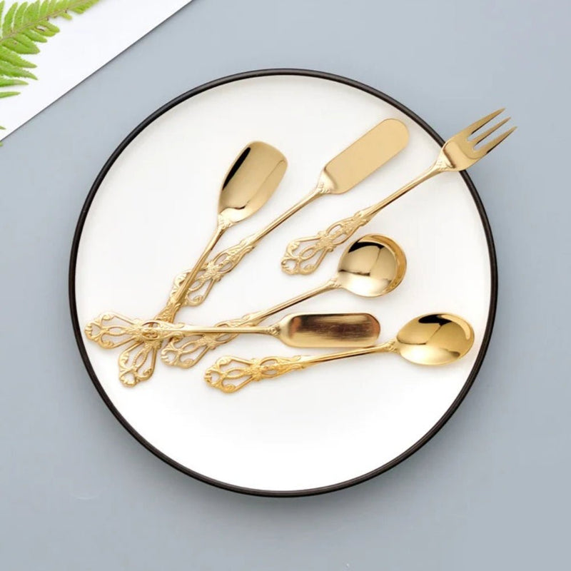 Nicolson Russell Vintage Gold Cake Forks - Set of 6 - Lighting.co.za