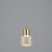 Mini Nova Clear Ribbed Glass and Gold LED Pendant Light - Lighting.co.za