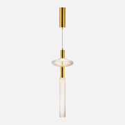 Nova Clear Ribbed Glass and Gold Tall LED Pendant Light - Lighting.co.za