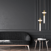 Nova Clear Ribbed Glass and Gold Tall LED Pendant Light - Lighting.co.za