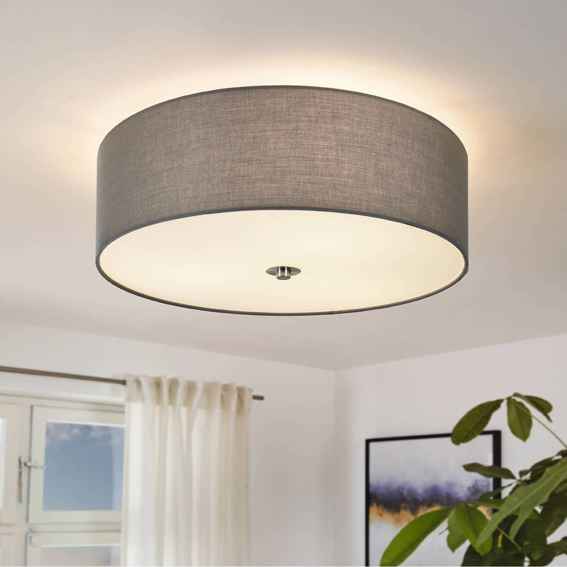 Pasteri Taupe Fabric Drum Ceiling Light - Lighting.co.za