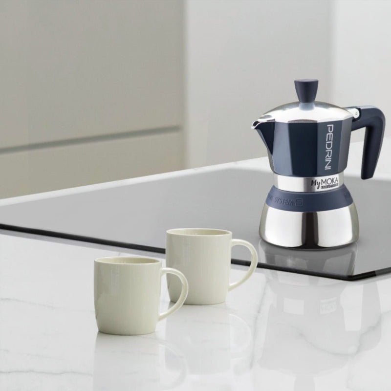 Pedrini 6 Cup Induction Coffee Maker - Navy - Lighting.co.za