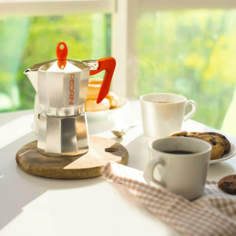 Pedrini Aluminium Polished Coffee Maker - Red - Lighting.co.za