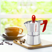 Pedrini Aluminium Polished Coffee Maker - Red - Lighting.co.za