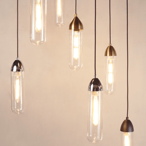 Pill Tall Black | Gold | Chrome and Clear Glass Pendant Light - Lighting.co.za