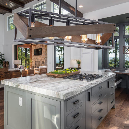 Parma Black and Dark Wood Linear Pendant Light - Lighting.co.za