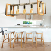 Morgan Chrome and Wood Linear Pendant Light - Lighting.co.za