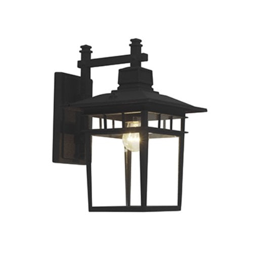 Lexi Black and Clear Glass Outdoor Lantern Wall Light - Lighting.co.za