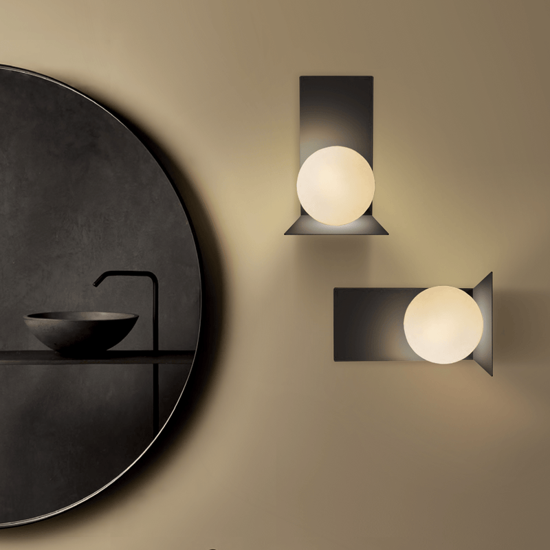 Siya Black or Gold and Opal Glass Ball Wall Light - Lighting.co.za