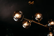 Sphere And Stem Brass And Smoke Glass 6L Pendant Light - Lighting.co.za