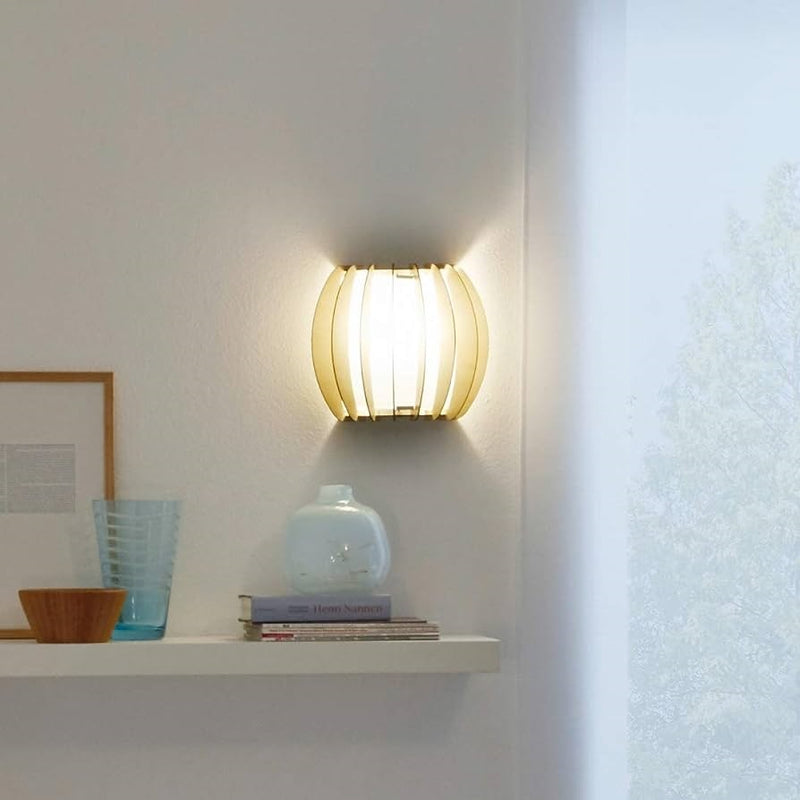 Stellato Natural Maple Wood and White Glass Wall Light - Lighting.co.za