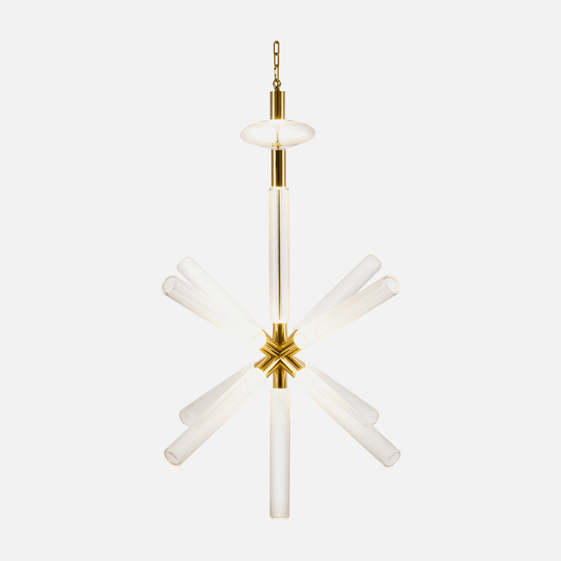 Supernova Clear Ribbed Glass and Gold LED Pendant Light - Lighting.co.za