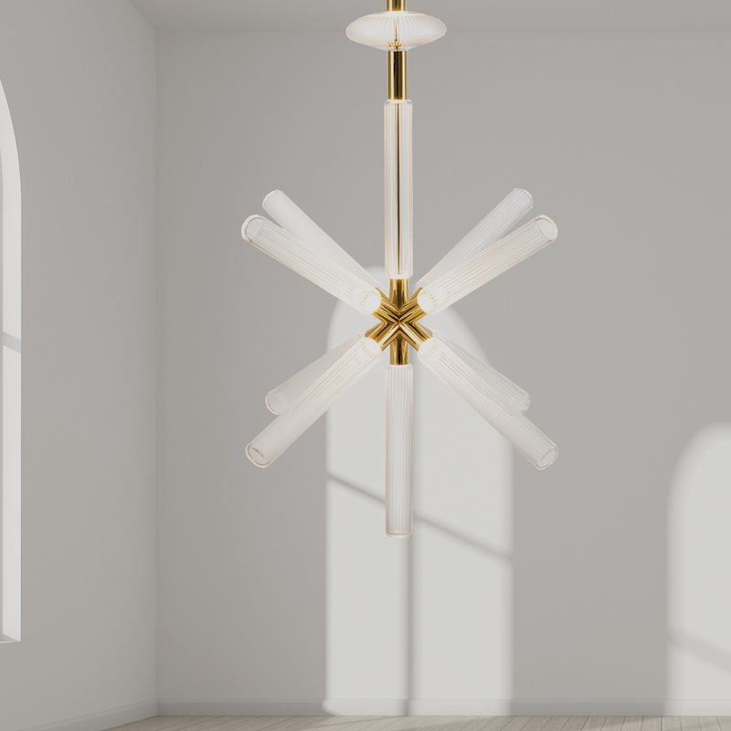 Supernova Clear Ribbed Glass and Gold LED Pendant Light - Lighting.co.za