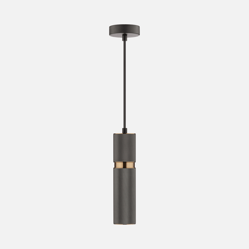 Tube Knurled Urban Grey And Brass Pendant Light - Lighting.co.za