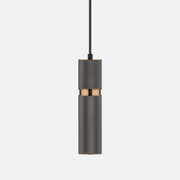 Tube Knurled Urban Grey And Brass Pendant Light - Lighting.co.za