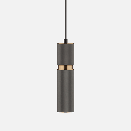 Tube Knurled Urban Grey And Brass Pendant Light - Lighting.co.za