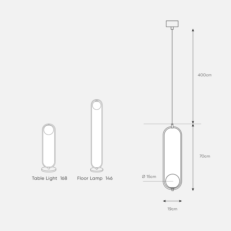 Vogue Gold | Black and Frosted Glass Sphere Tall Pendant Light - Lighting.co.za