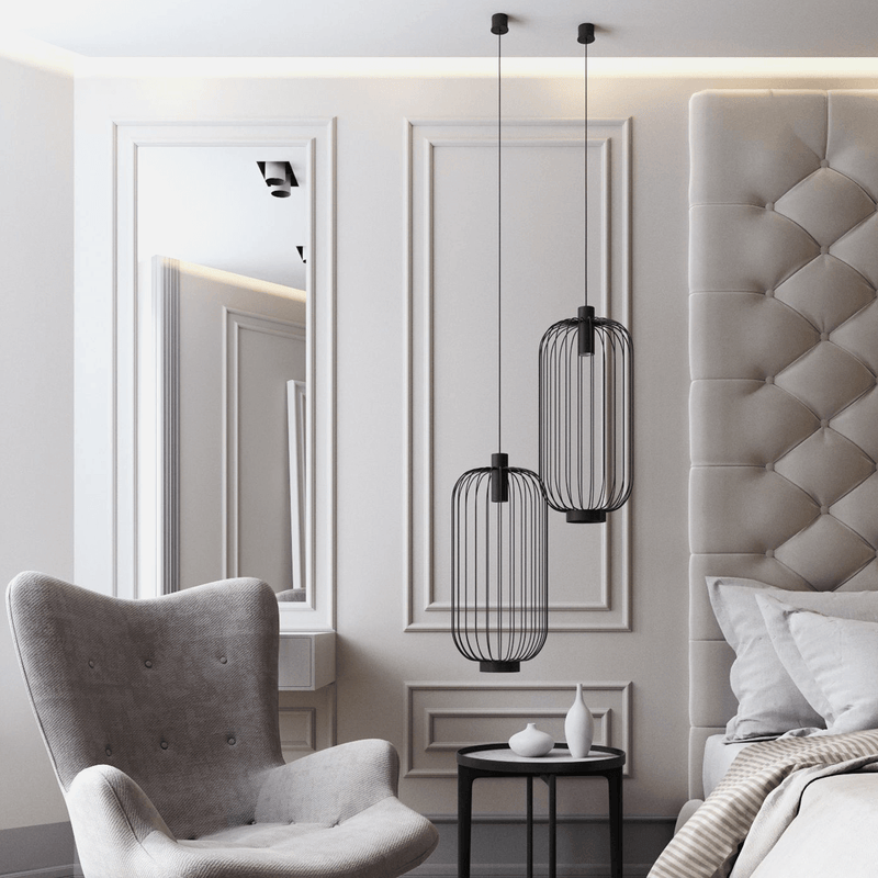 Voliere Black or White Cage Pendant Light 2 Sizes - Lighting.co.za