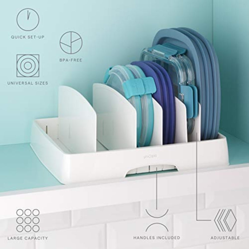 YouCopia StoraLid Adjustable Large Container Lid Organiser - White - Lighting.co.za