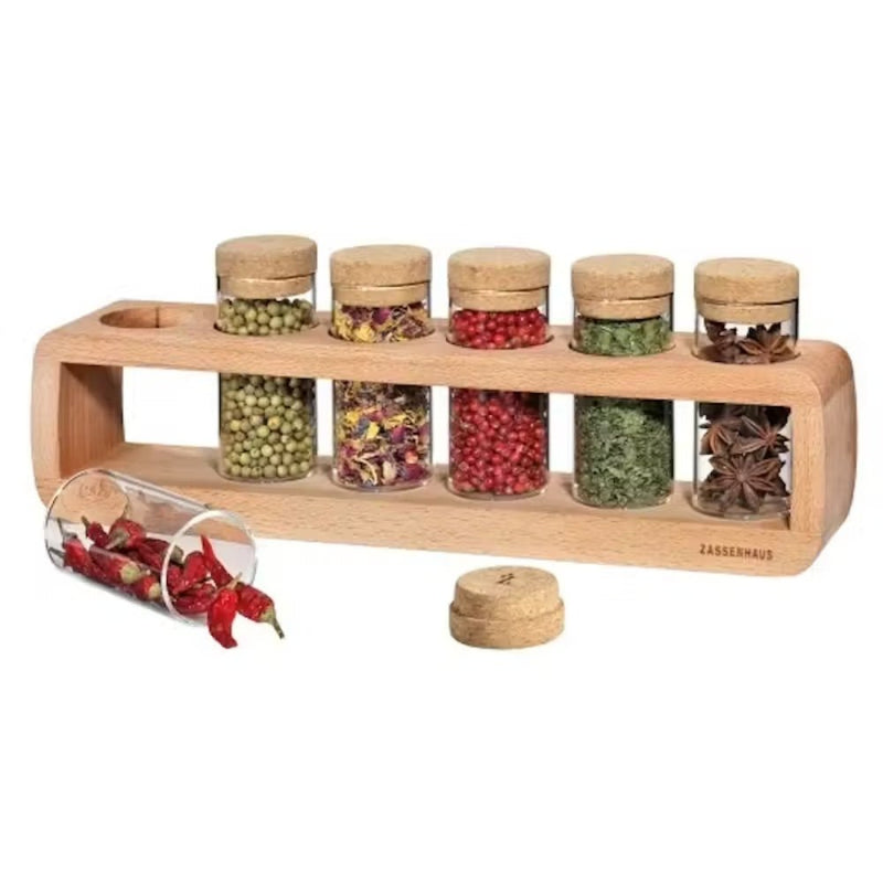 Zassenhaus Spice Rack with 6 Glass Jars + Cork Lids - Lighting.co.za