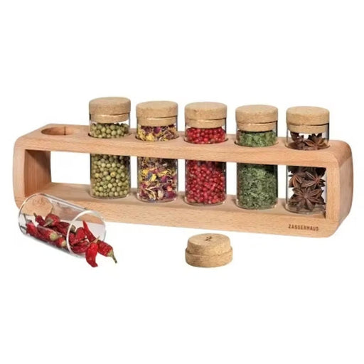 Zassenhaus Spice Rack with 6 Glass Jars + Cork Lids - Lighting.co.za