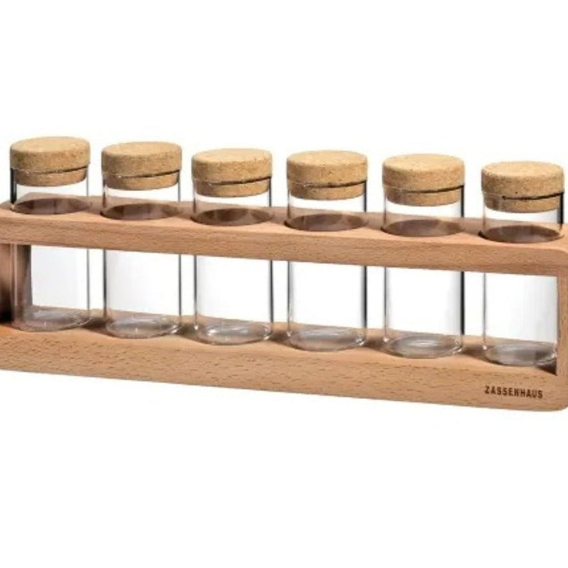 Zassenhaus Spice Rack with 6 Glass Jars + Cork Lids - Lighting.co.za