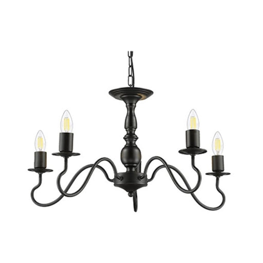 Zed Plain Black 5 or 8 Light Chandelier - Lighting.co.za