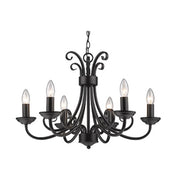 Zoda Plain Black 6 Light Chandelier - Lighting.co.za