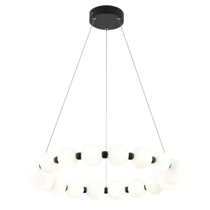 Ripple Round 12 Light Black And White Glass LED Pendant Light - Lighting.co.za