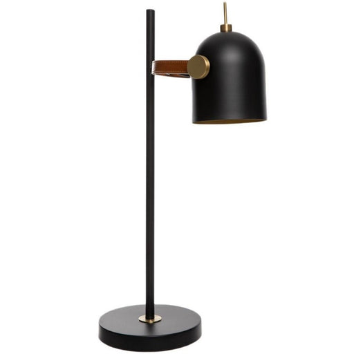 Lauren Black and Brass Look Leather Strap Desk Lamp - Lighting.co.za