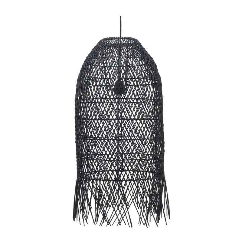 Delta Black | Natural Long Rattan Pendant Light 2 Sizes - Lighting.co.za