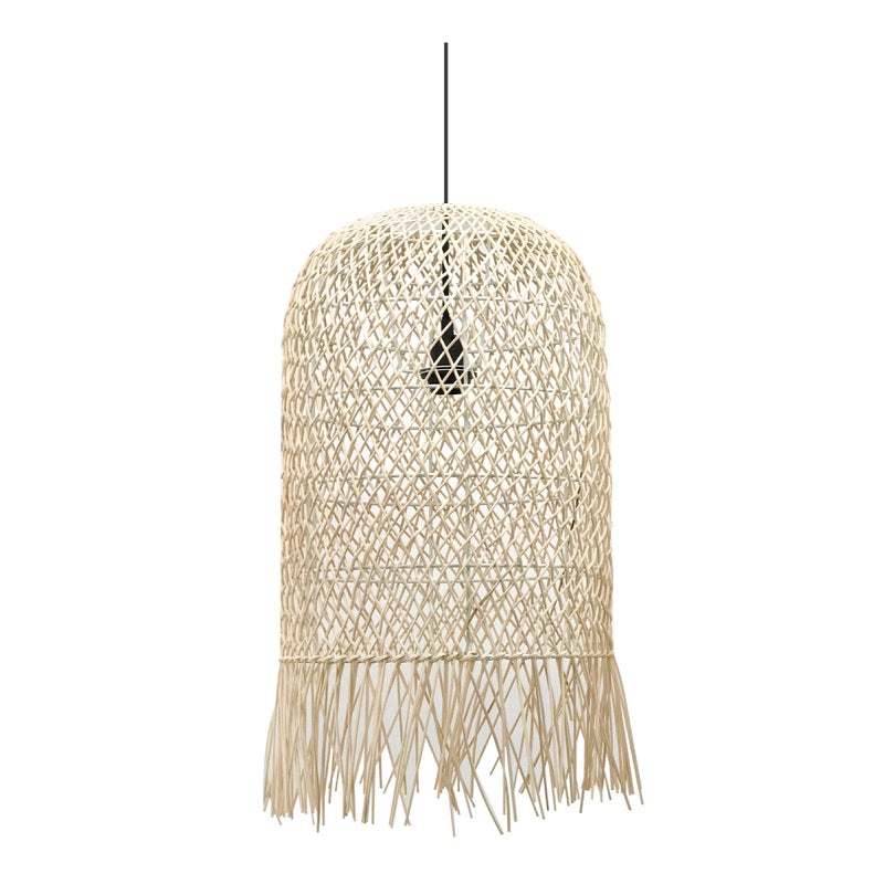 Delta Black | Natural Long Rattan Pendant Light 2 Sizes - Lighting.co.za