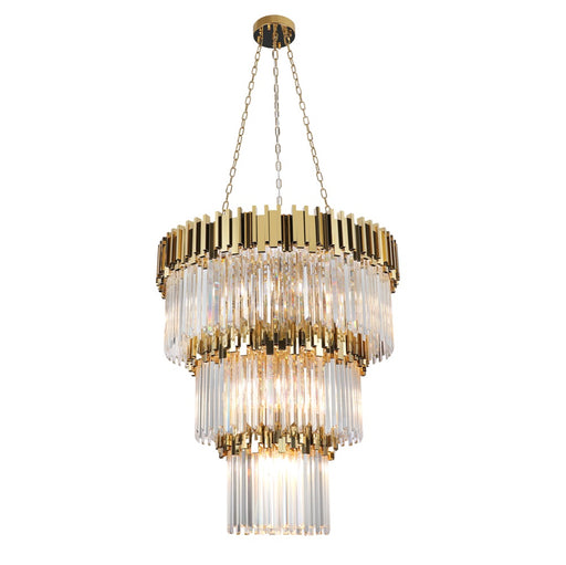 Supreme Gold and Clear K9 Crystal 3 Tier Chandelier - Lighting.co.za