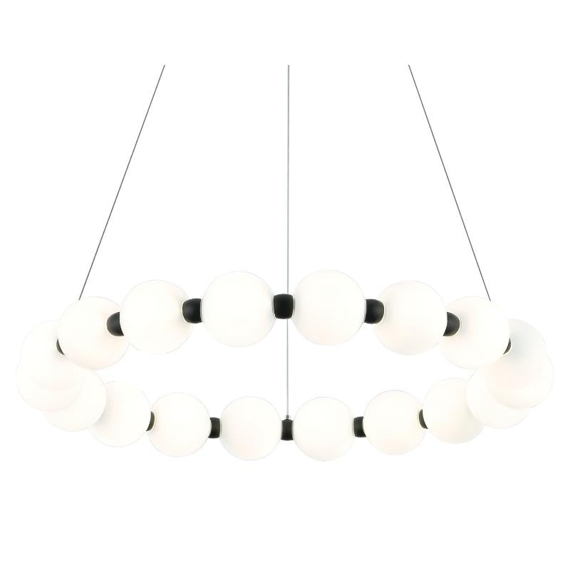 Ripple Round 12 Light Black And White Glass LED Pendant Light - Lighting.co.za