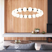 Ripple Round 12 Light Black And White Glass LED Pendant Light - Lighting.co.za
