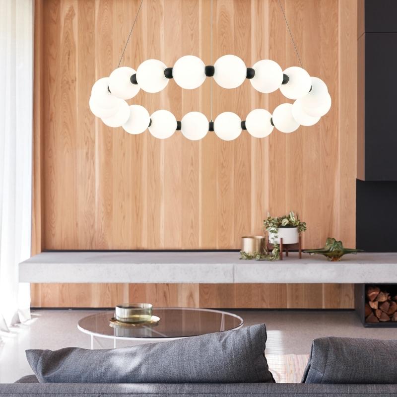 Ripple Round 12 Light Black And White Glass LED Pendant Light - Lighting.co.za
