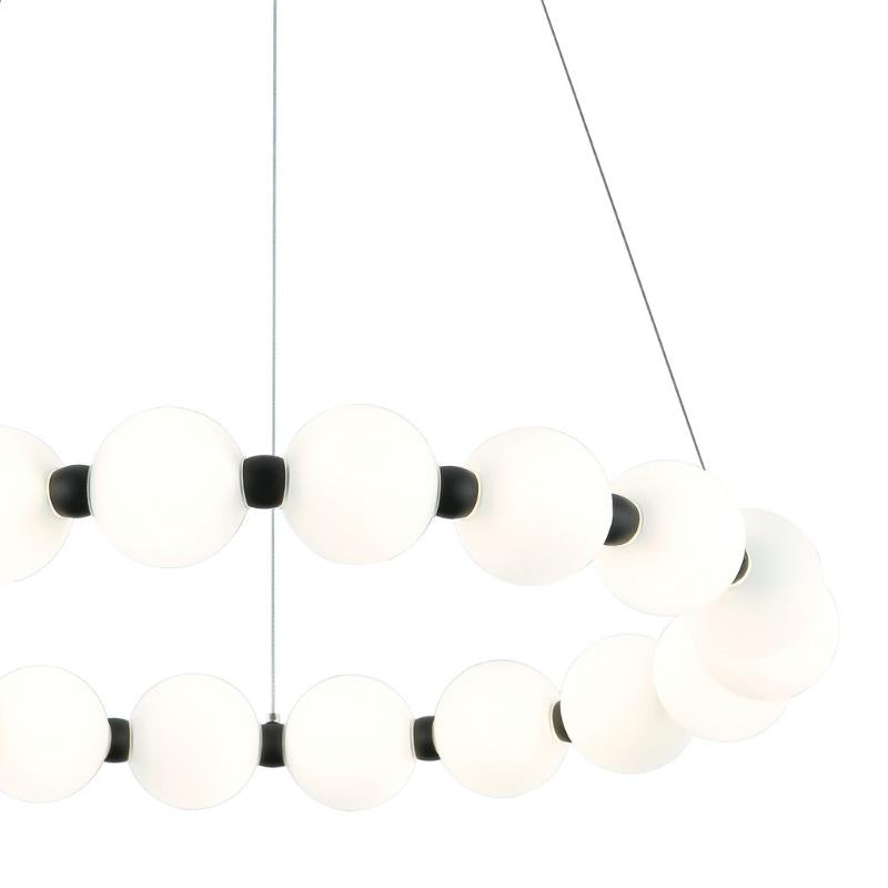 Ripple Round 12 Light Black And White Glass LED Pendant Light - Lighting.co.za