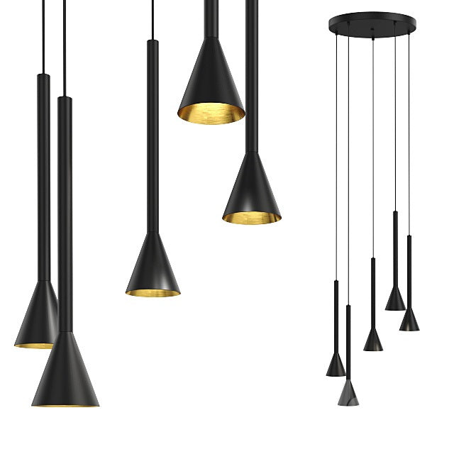 Cortaderas Flute Slim Black Gold Cluster Pendant Light - Lighting.co.za