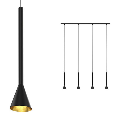 Cortaderas Flute Slim Black Gold Linear Pendant Light - Lighting.co.za