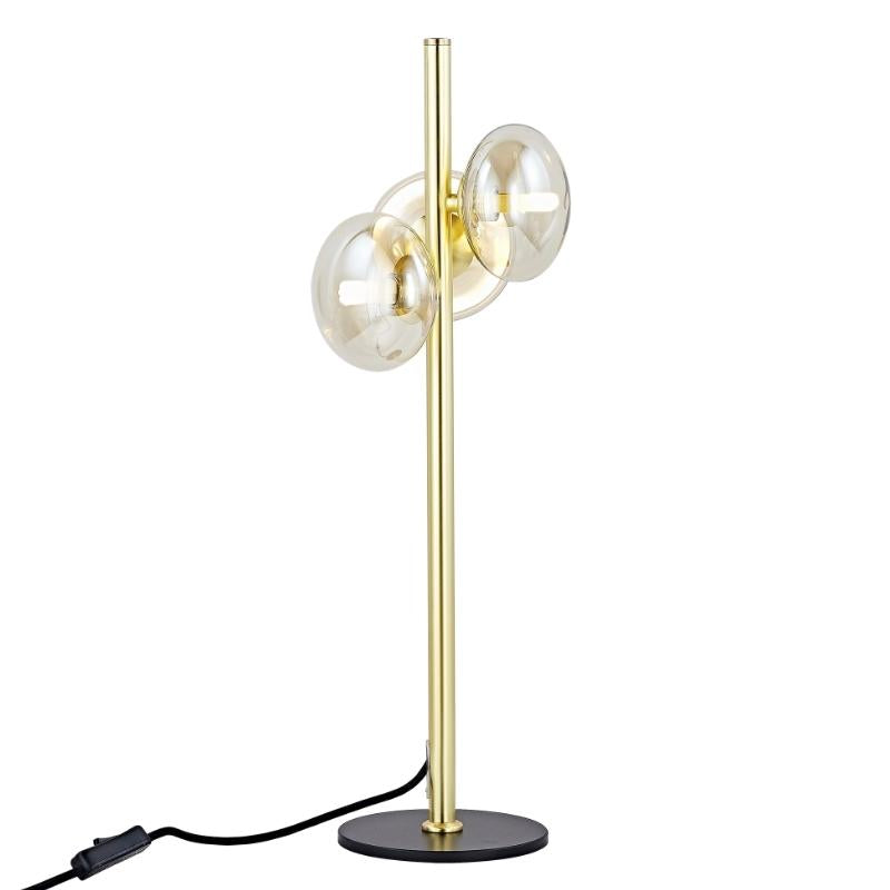 Blanche Gold and Amber Glass 3 Light Table Lamp - Lighting.co.za