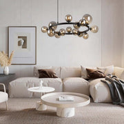 Foam Round 14 Light Black And Smoke Glass Pendant Light - Lighting.co.za