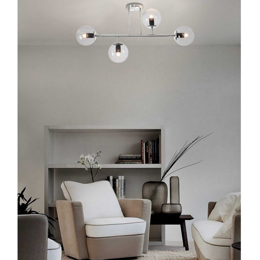 Sphere And Stem Chrome And Clear Glass 4L|8L Ceiling Light - Lighting.co.za