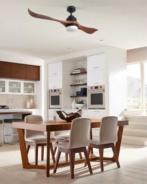 Hampton 2 Blade Black and Walnut Wood Look LED Ceiling Fan - Lighting.co.za