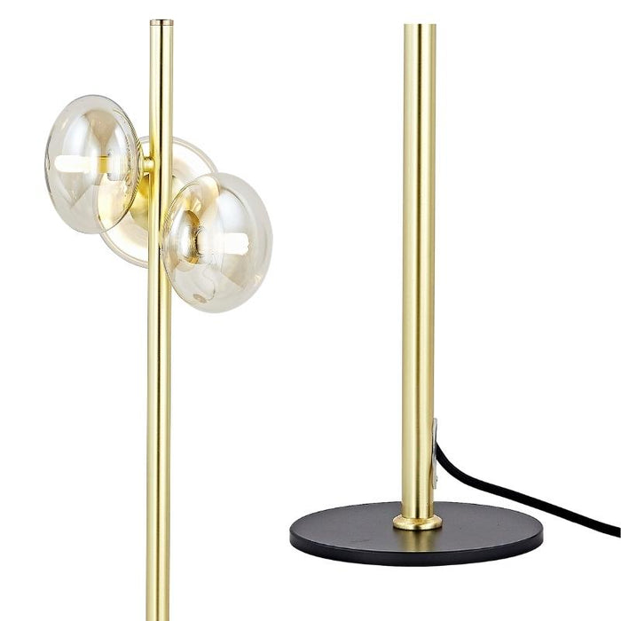 Blanche Gold and Amber Glass 3 Light Table Lamp - Lighting.co.za