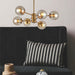 Aviva 6 Light Brass Look and Amber Glass Pendant Light - Lighting.co.za