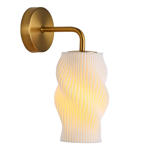 Alouette Brass Look and White Shade Wall Light - Lighting.co.za