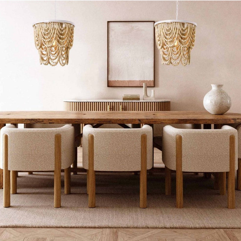 Zanzibar Natural Wooden Bead Chandelier - Lighting.co.za