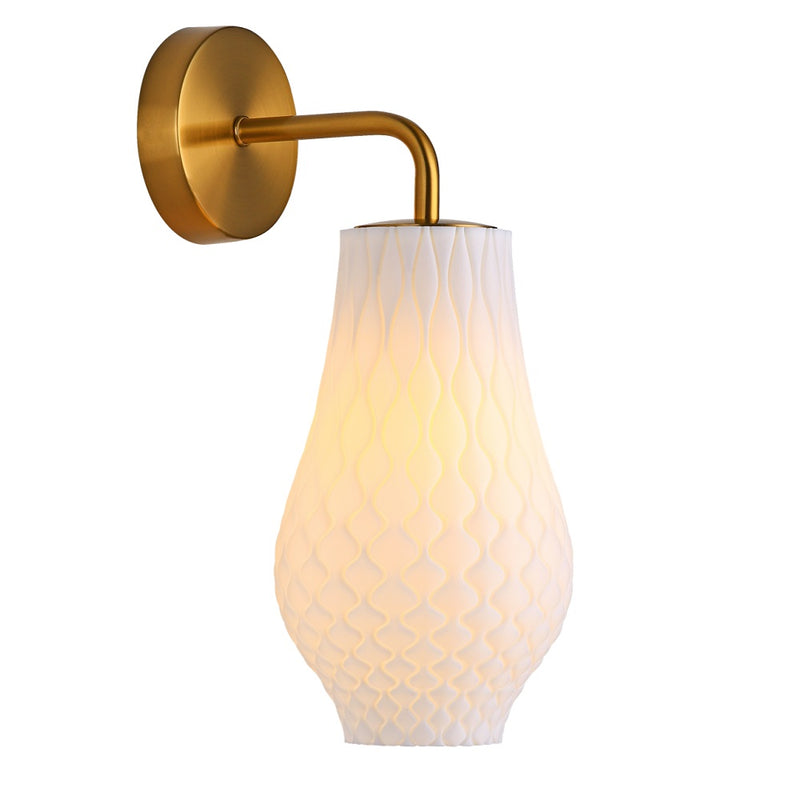 Paris Brass Look and White Shade Wall Light - Lighting.co.za